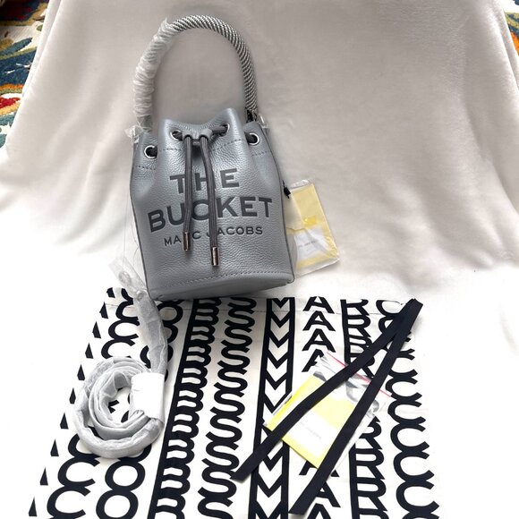 NWT MARC JACOBS Leather Bucket Bag In Wolf Grey - Picture 13 of 15